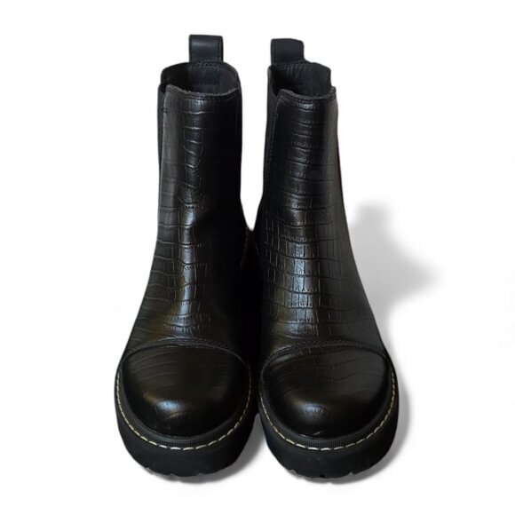 Sorel Joan Now Chelsea Boots in Black Tawny Buff Croc (Size 7) - Picture 4 of 16